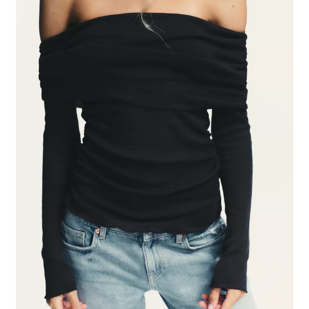 Zara Black Off-Shoulder Top